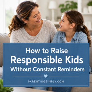Mother teaching child to be responsible